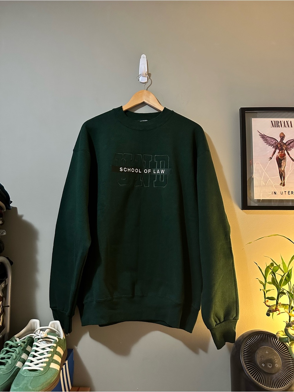 Vintage Fruit of the Loom School of Law Dark Green Crewneck Sweatshirt